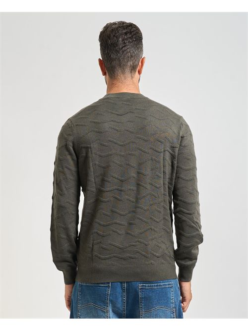 Men's Armani Exchange crew neck sweater with wavy texture ARMANI EXCHANGE | XM001560-AF11982F7010